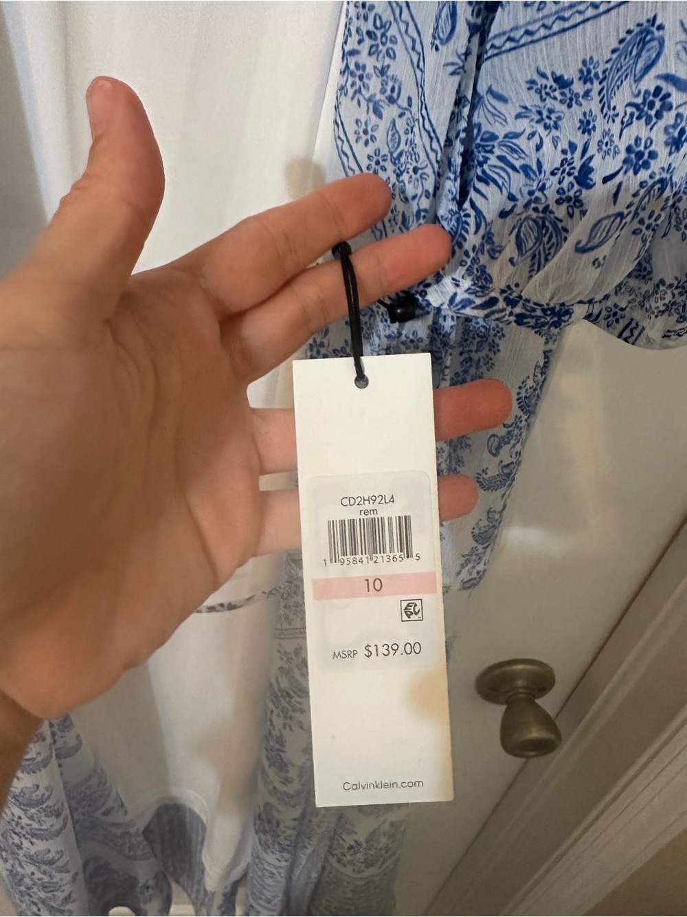 Calvin Klein Light Blue & White Floral Wrap Midi Dress - Picture 7 of 9